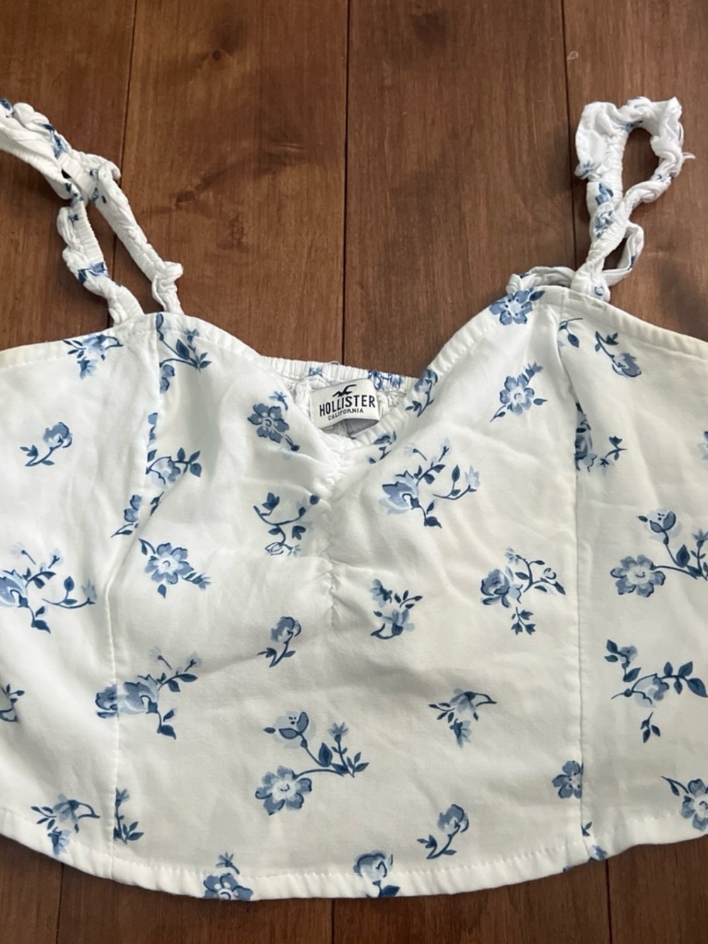 Hollister White Camisole with Blue Floral Print